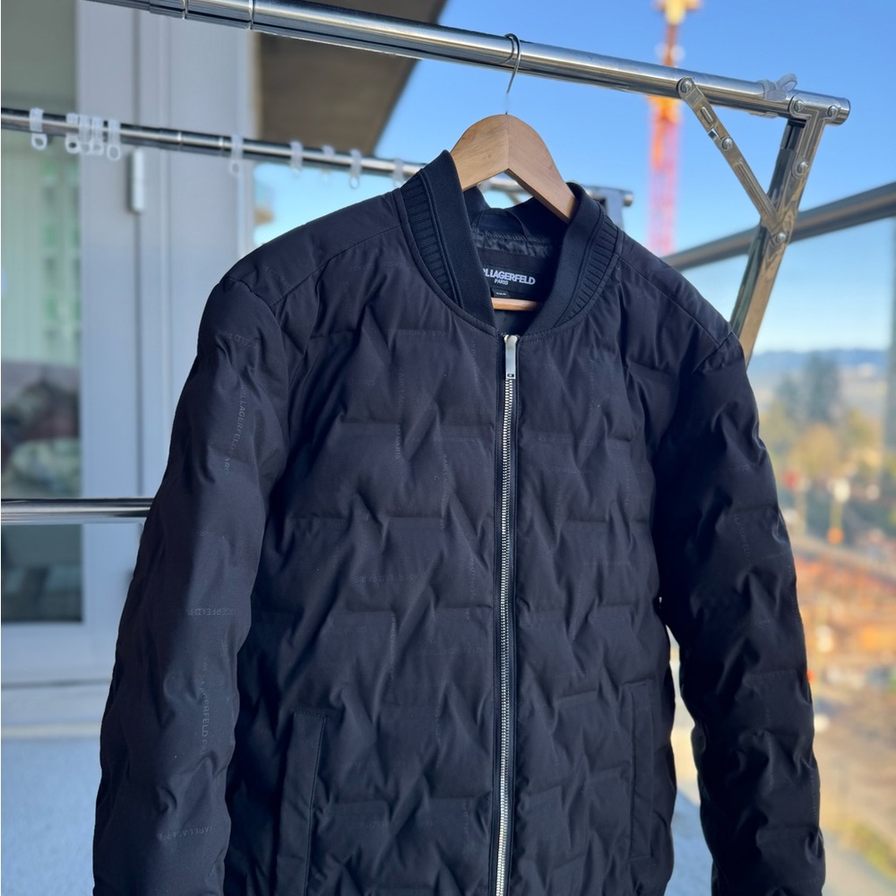 Karl Lagerfeld Quilted Black Bomber Jacket
